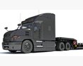 Black Truck With Platform Trailer 3Dモデル
