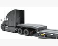 Black Truck With Platform Trailer Modello 3D dashboard