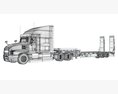 Black Truck With Platform Trailer 3D 모델 
