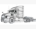 Black Truck With Platform Trailer 3D模型
