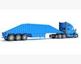 Blue Construction Truck With Bottom Dump Trailer 3D模型 侧视图