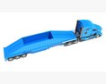 Blue Construction Truck With Bottom Dump Trailer 3Dモデル