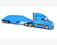 Blue Construction Truck With Bottom Dump Trailer 3Dモデル