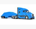 Blue Construction Truck With Bottom Dump Trailer 3D-Modell Draufsicht