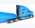 Blue Construction Truck With Bottom Dump Trailer Modello 3D seats