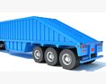 Blue Construction Truck With Bottom Dump Trailer 3D模型
