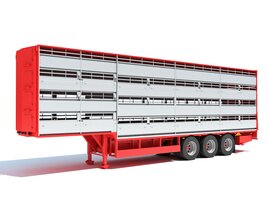 Cattle Animal Transporter Trailer 3D модель