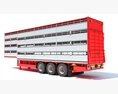Cattle Animal Transporter Trailer 3Dモデル wire render