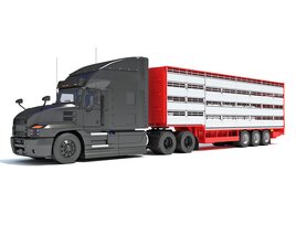 Cattle Hauler With Ventilated Animal Transport Trailer Modello 3D