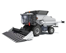 Combine Harvester With Cutting Header 3D 모델 