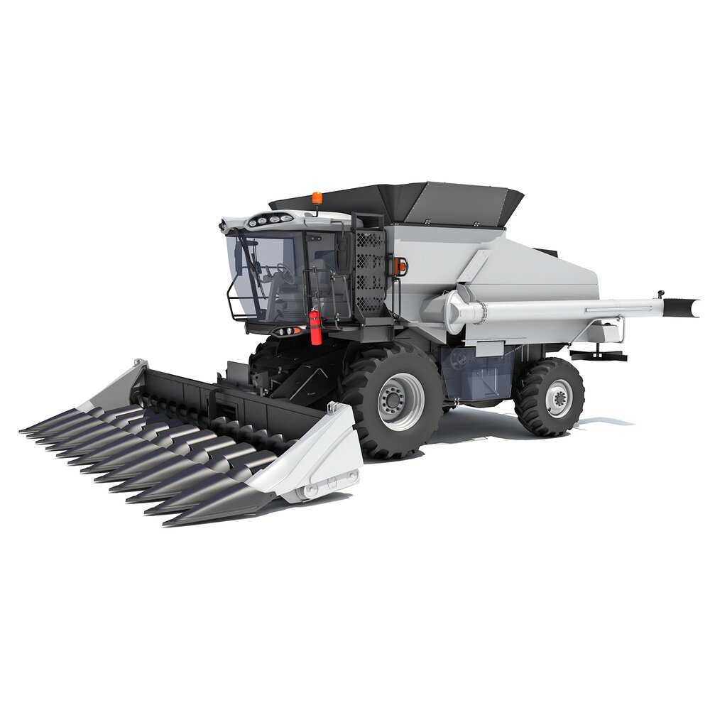 Combine Harvester With Cutting Header 3D model