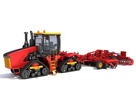 Farm Tractor With Disk Plow 3D模型