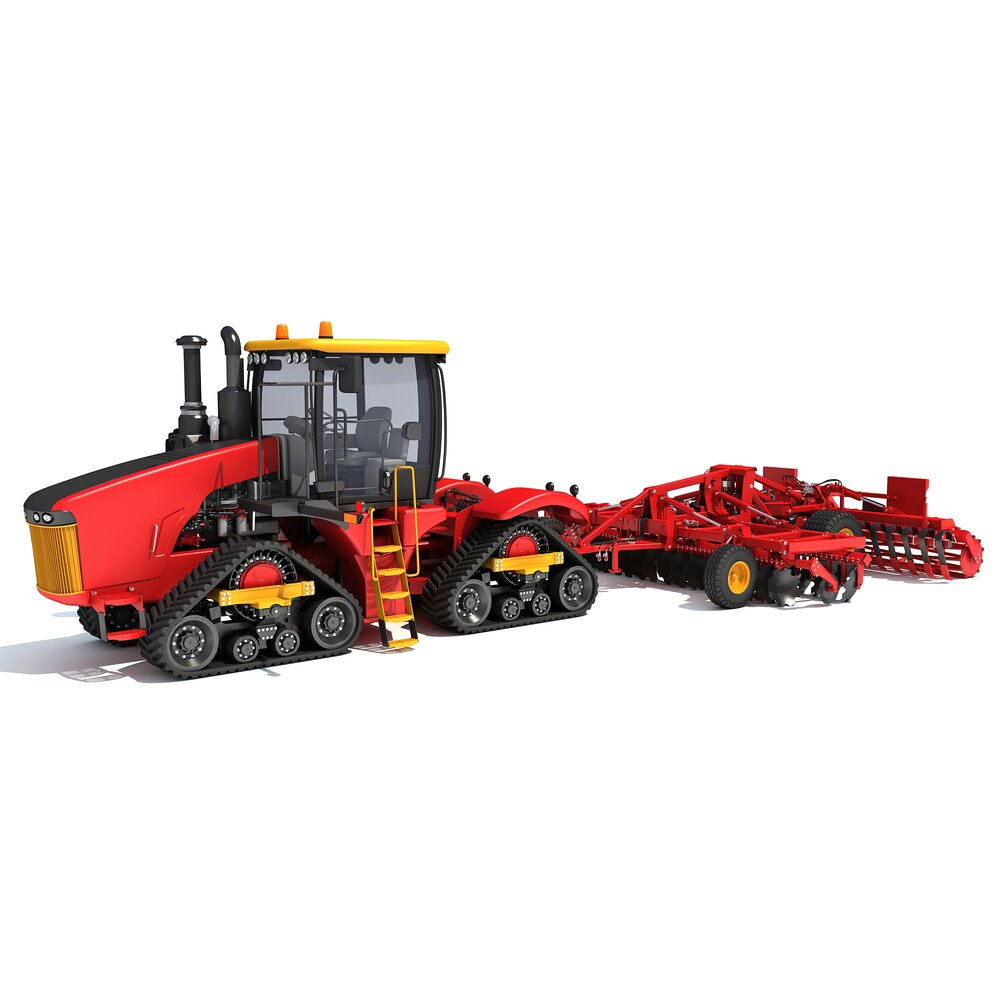 Farm Tractor With Disk Plow Modello 3D