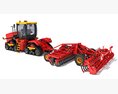 Farm Tractor With Disk Plow 3D 모델  wire render