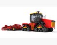Farm Tractor With Disk Plow 3D 모델  side view