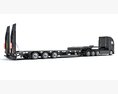 Four Axle Truck With Platform Trailer 3D-Modell Seitenansicht