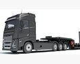 Four Axle Truck With Platform Trailer 3D модель