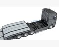 Four Axle Truck With Platform Trailer 3D 모델  seats