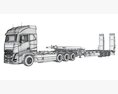 Four Axle Truck With Platform Trailer Modelo 3D