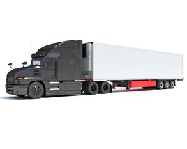 Gray Semi-Truck With Temperature-Controlled Trailer Modello 3D