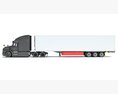 Gray Semi-Truck With Temperature-Controlled Trailer 3D-Modell Rückansicht