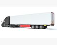 Gray Semi-Truck With Temperature-Controlled Trailer 3D модель wire render