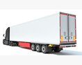 Gray Semi-Truck With Temperature-Controlled Trailer 3D模型