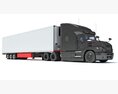 Gray Semi-Truck With Temperature-Controlled Trailer 3D-Modell Draufsicht