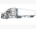 Gray Semi-Truck With Temperature-Controlled Trailer 3D-Modell