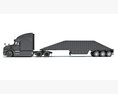 Heavy-Duty Transporter With Tri-Axle Bottom Dump Trailer 3D模型 后视图