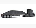 Heavy-Duty Transporter With Tri-Axle Bottom Dump Trailer 3D模型 侧视图