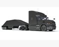 Heavy-Duty Transporter With Tri-Axle Bottom Dump Trailer 3D 모델  top view