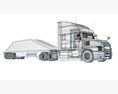 Heavy-Duty Transporter With Tri-Axle Bottom Dump Trailer 3D模型