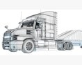 Heavy-Duty Transporter With Tri-Axle Bottom Dump Trailer 3D модель