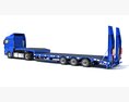 Heavy Truck With Semi Low Loader Trailer 3D 모델  wire render