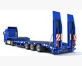 Heavy Truck With Semi Low Loader Trailer Modello 3D