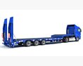 Heavy Truck With Semi Low Loader Trailer Modello 3D vista laterale