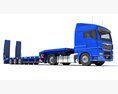 Heavy Truck With Semi Low Loader Trailer 3D模型 顶视图