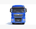 Heavy Truck With Semi Low Loader Trailer 3D-Modell Vorderansicht