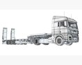 Heavy Truck With Semi Low Loader Trailer 3D模型