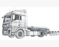 Heavy Truck With Semi Low Loader Trailer 3D модель