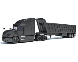 Long-Hood Sleeper Truck With Tipper Trailer 3Dモデル