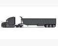 Long-Hood Sleeper Truck With Tipper Trailer 3D-Modell Rückansicht