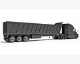 Long-Hood Sleeper Truck With Tipper Trailer 3D 모델  side view