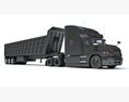 Long-Hood Sleeper Truck With Tipper Trailer 3D-Modell Draufsicht