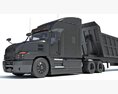 Long-Hood Sleeper Truck With Tipper Trailer Modello 3D