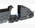 Long-Hood Sleeper Truck With Tipper Trailer 3d model