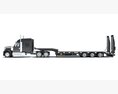 Long Flatbed Semi Truck Modelo 3D vista trasera