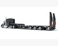Long Flatbed Semi Truck 3D 모델  wire render