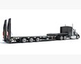Long Flatbed Semi Truck Modelo 3D vista lateral